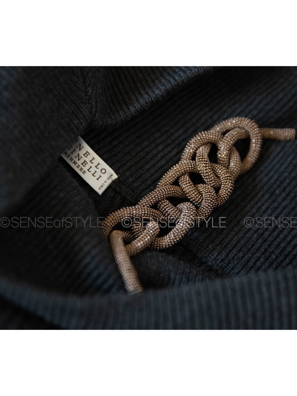 Brunello Cucinelli Cashmere Sweater Monili Chain Cold Shoulder Top Knit Gray S - Picture 8 of 12